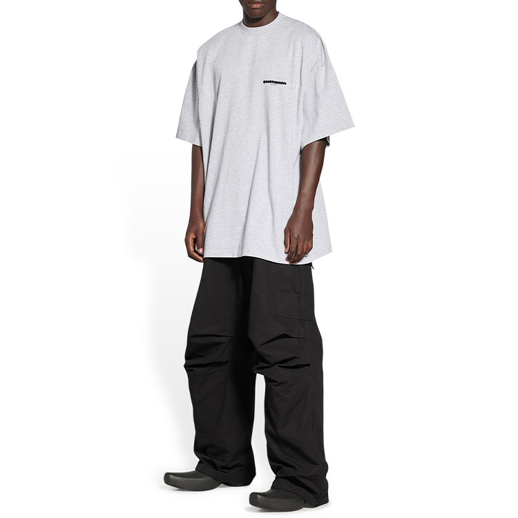 Shop 巴黎世家 FW22 Logo印花寬鬆版灰色T恤 - 時尚潮流上衣 694576TMVJ61023