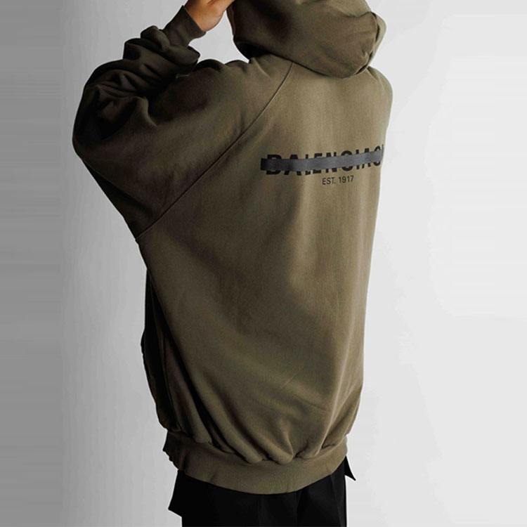 Balenciaga FW22 Logo Print Oversized Hoodie Military Green Menswear. 697879TMVH22930 圖 5