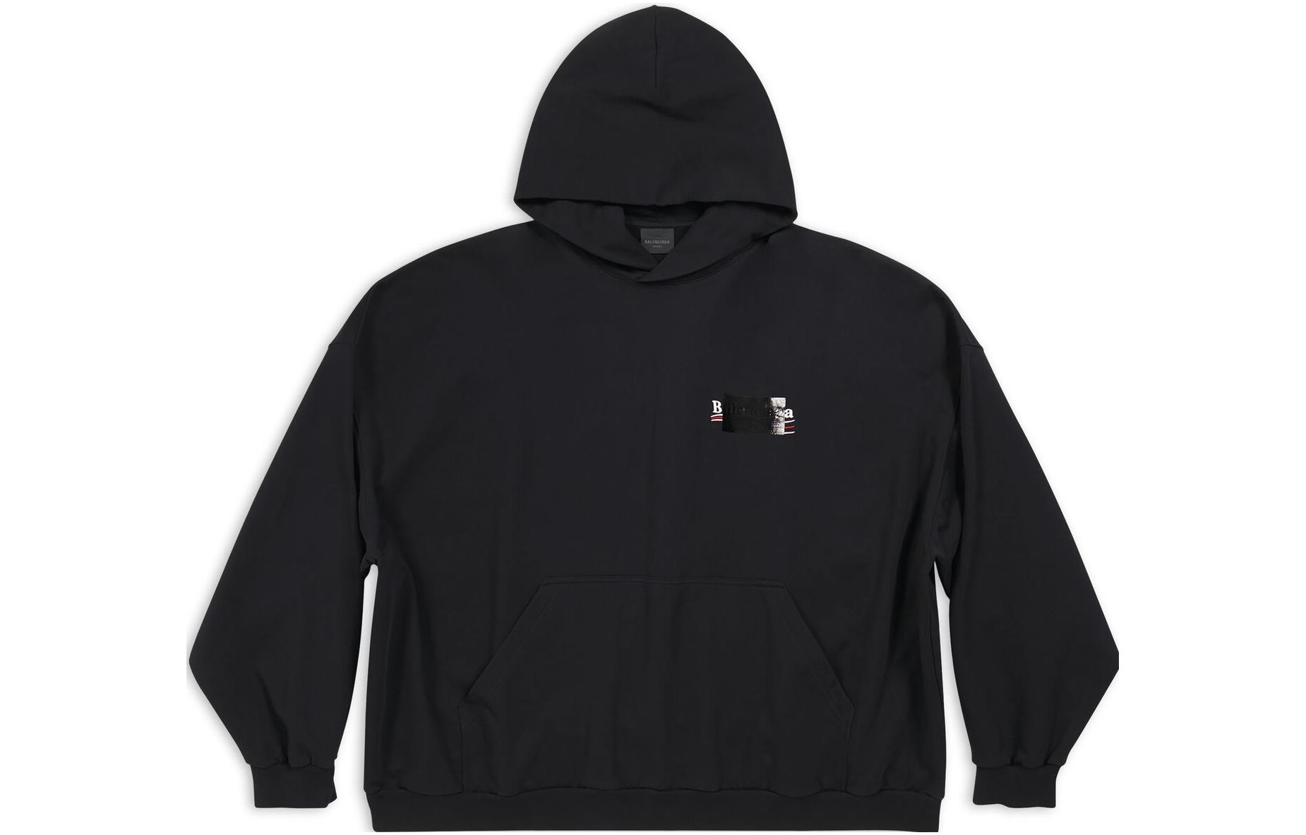 Balenciaga FW22 Logo Print Oversized Hoodie Unisex Black 713677-TNVG2-1089