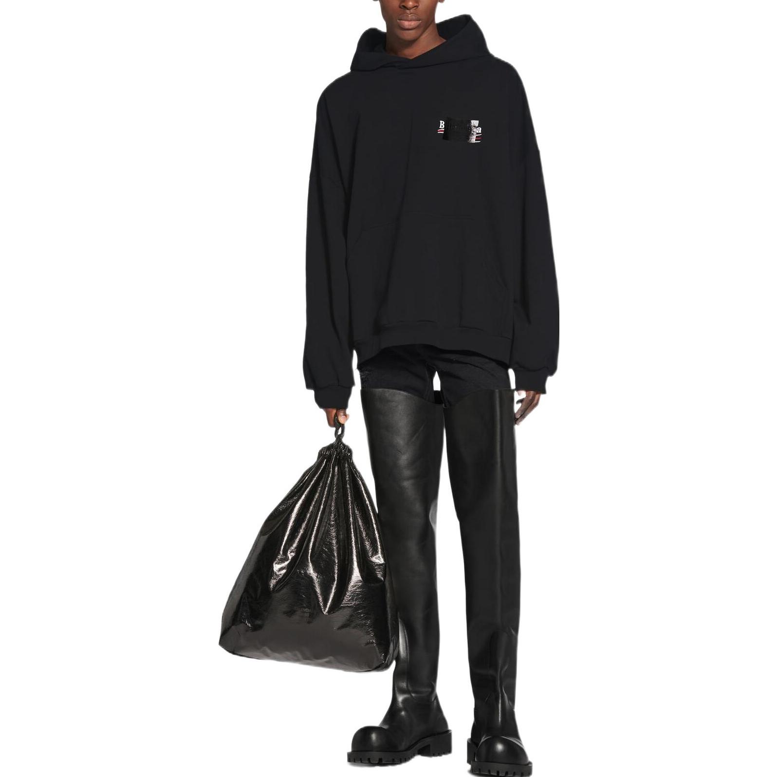 Balenciaga FW22 Logo Print Oversized Hoodie Unisex Black 713677-TNVG2-1089 圖 3
