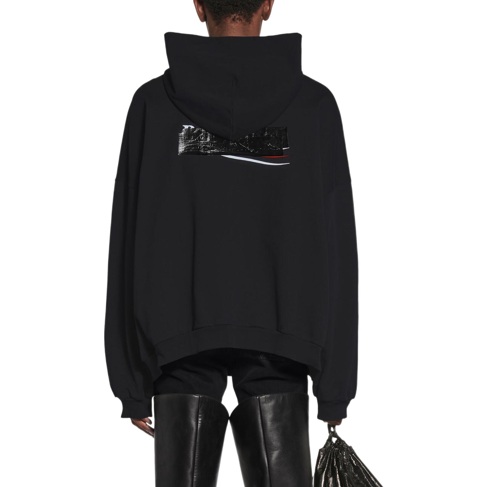 Balenciaga FW22 Logo Print Oversized Hoodie Unisex Black 713677-TNVG2-1089 圖 4