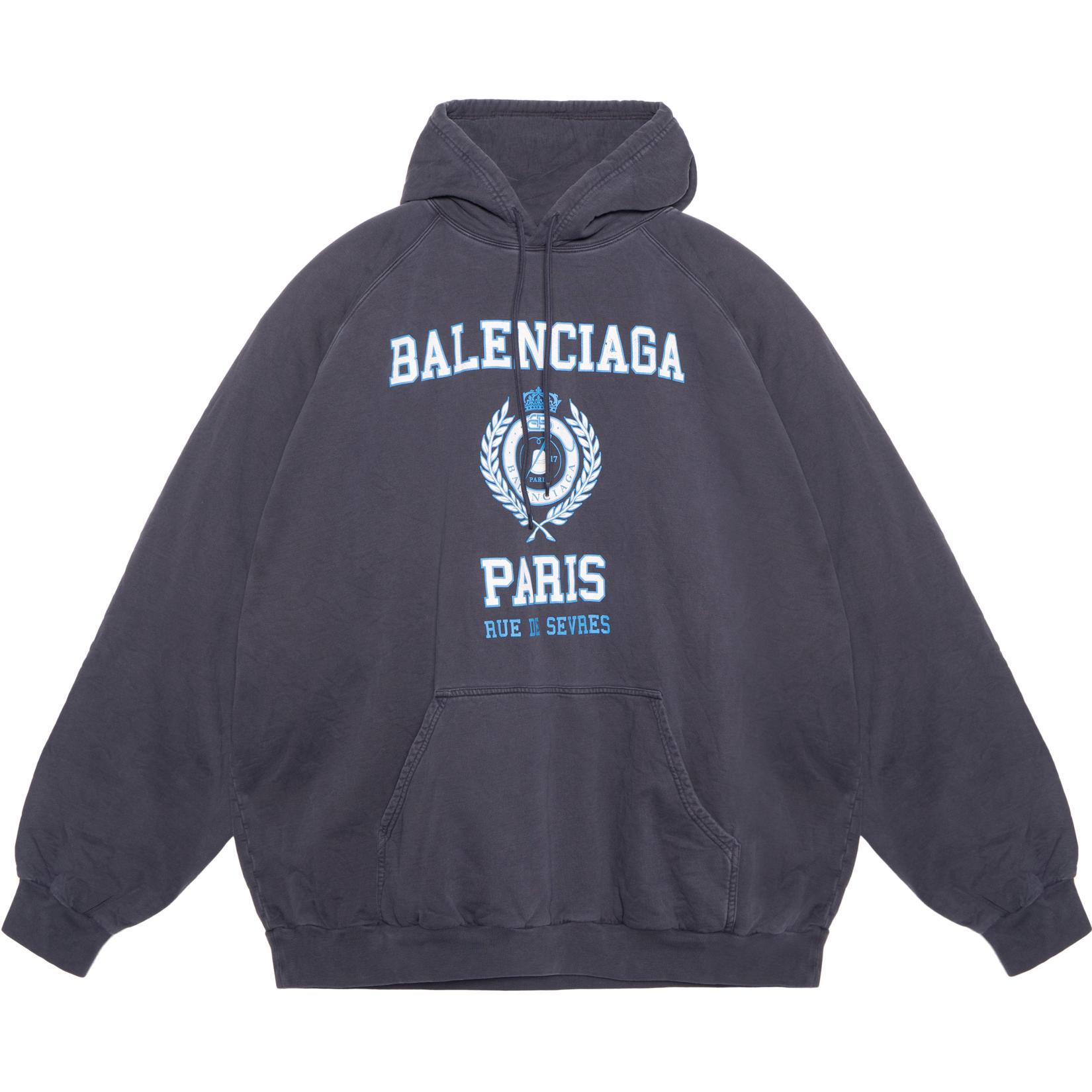 Balenciaga FW22 Logo Print Oversized Pullover Sweatshirt Blue 697879TMV964140
