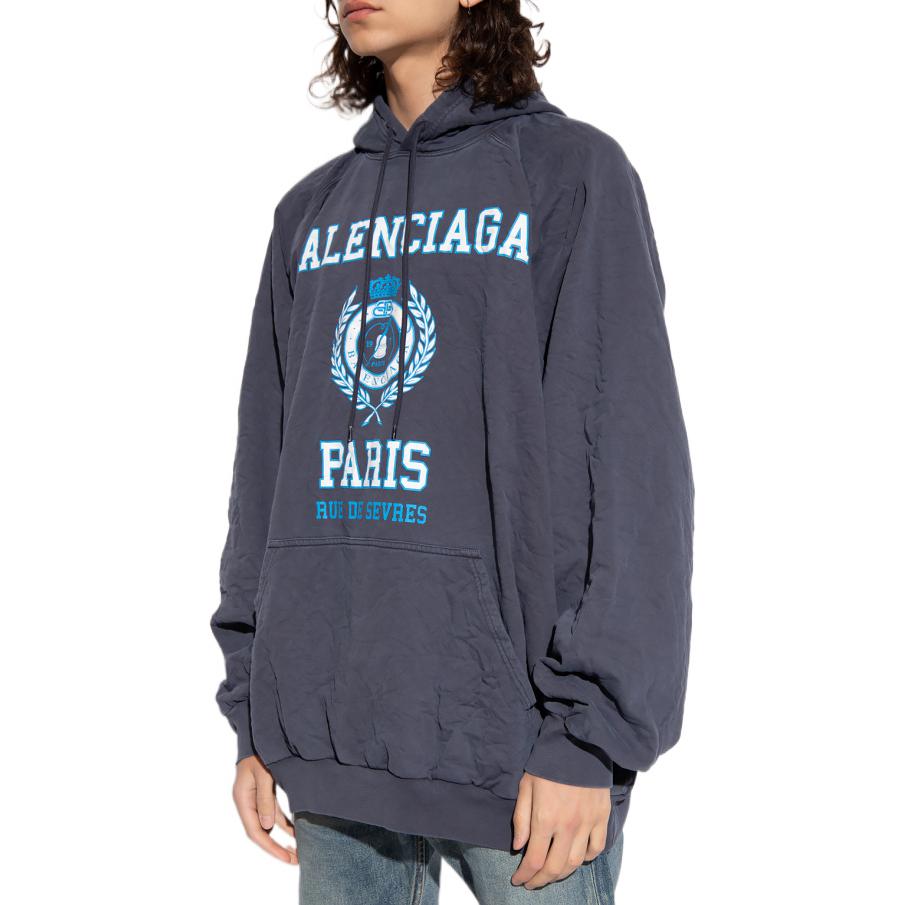 Purchase バレンシアガ FW22 ロゴプリント オーバーサイズ プルオーバー スウェットシャツ ブルー 697879TMV964140