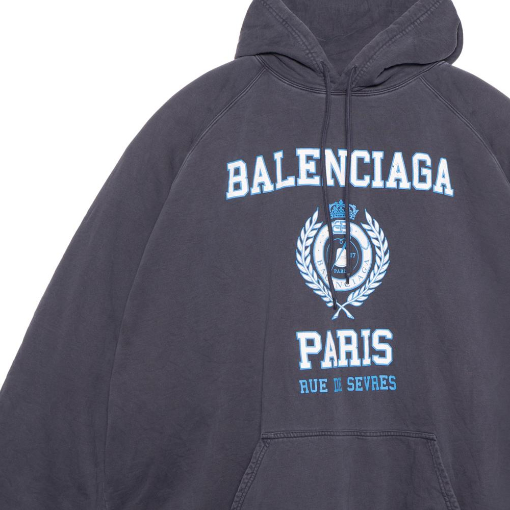 Sizing バレンシアガ FW22 ロゴプリント オーバーサイズ プルオーバー スウェットシャツ ブルー 697879TMV964140