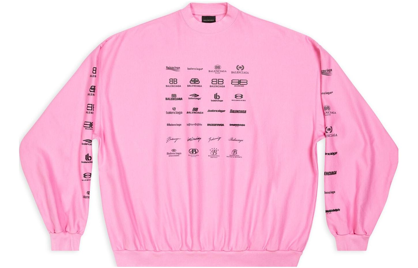 Balenciaga FW22 Logo Print Pink Oversized Unisex Sweatshirt 720462TNVQ81401