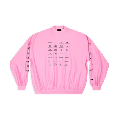 Balenciaga FW22 Logo Print Pink Oversized Unisex Sweatshirt 720462TNVQ81401