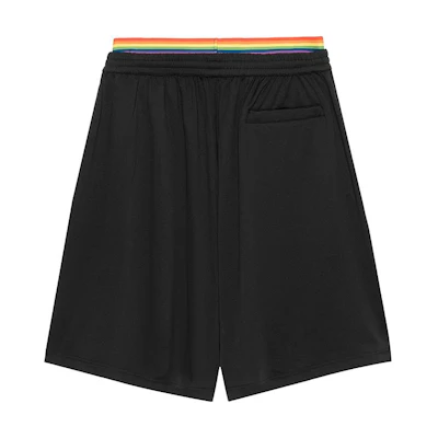 Balenciaga FW22 Logo Print Striped Relaxed Fit Shorts Black Men’s Casual Wear. 7040464C0B41000