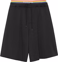 Lookbook Balenciaga FW22 Logo Print Striped Relaxed Fit Shorts Black Men’s Casual Wear. 7040464C0B41000