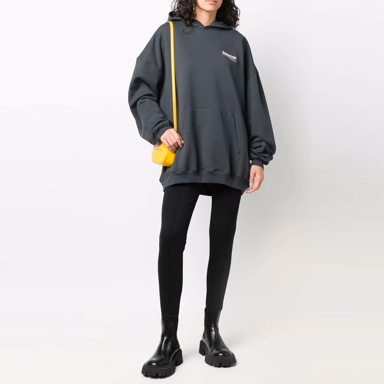 Lookbook Balenciaga FW22 Logo Print Unisex Gray Hoodie Sweatshirt 620973TKVI91366