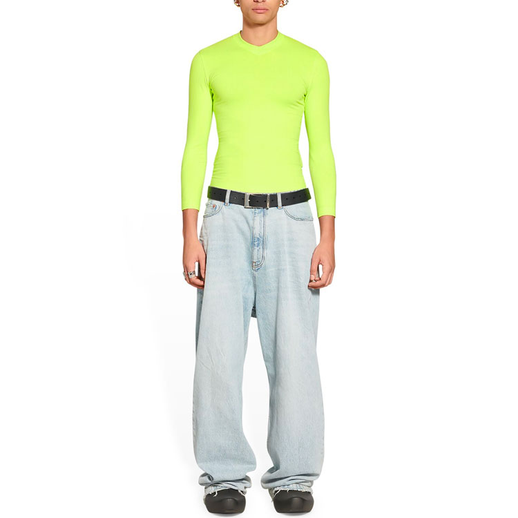 Shop バレンシアガ FW22 ミニマリスト スリムフィット 長袖Tシャツ イエロー 704103TMVB77204