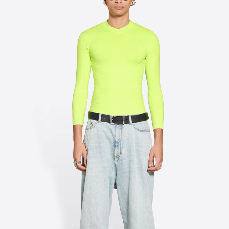 Purchase バレンシアガ FW22 ミニマリスト スリムフィット 長袖Tシャツ イエロー 704103TMVB77204