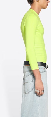 Balenciaga FW22 Kaos Lengan Panjang Slim Fit Minimalis Kuning 704103TMVB77204 Sizing Balenciaga FW22 Kaos Lengan Panjang Slim Fit Minimalis Kuning 704103TMVB77204