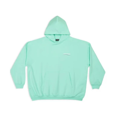 Balenciaga FW22 Mint Green Logo Print Oversized Hoodie for Men. 620973TKVI93461