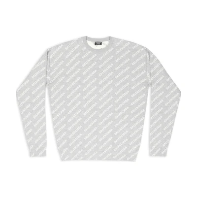 Balenciaga FW22 Monogram Logo Crewneck Long Sleeve Sweater Grey . 702952T32331461