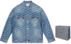 Shop Balenciaga Jaket Denim Monogram Logo Biru Unisex Slim Fit FW22. 675208TMW370443
