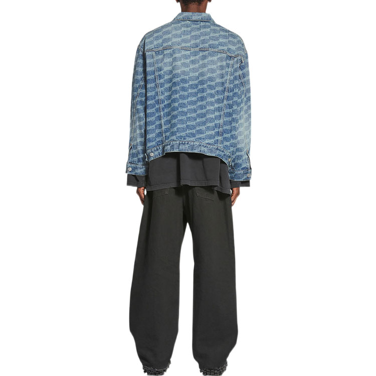 Details for Balenciaga Jaket Denim Monogram Logo Biru Unisex Slim Fit FW22. 675208TMW370443