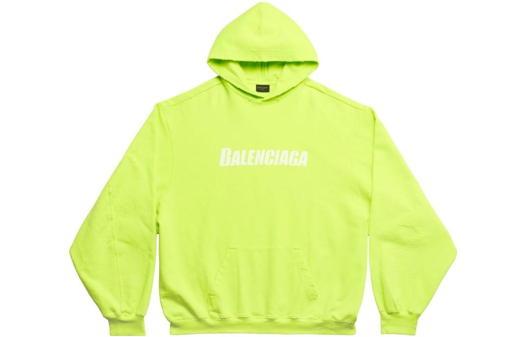 Balenciaga FW22 Oversized Fluorescent Yellow Logo Hoodie Men’s Casual Wear. 729361TNVL27805 圖 2