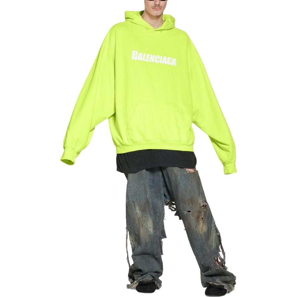 Balenciaga FW22 Oversized Fluorescent Yellow Logo Hoodie Men’s Casual Wear. 729361TNVL27805 圖 3