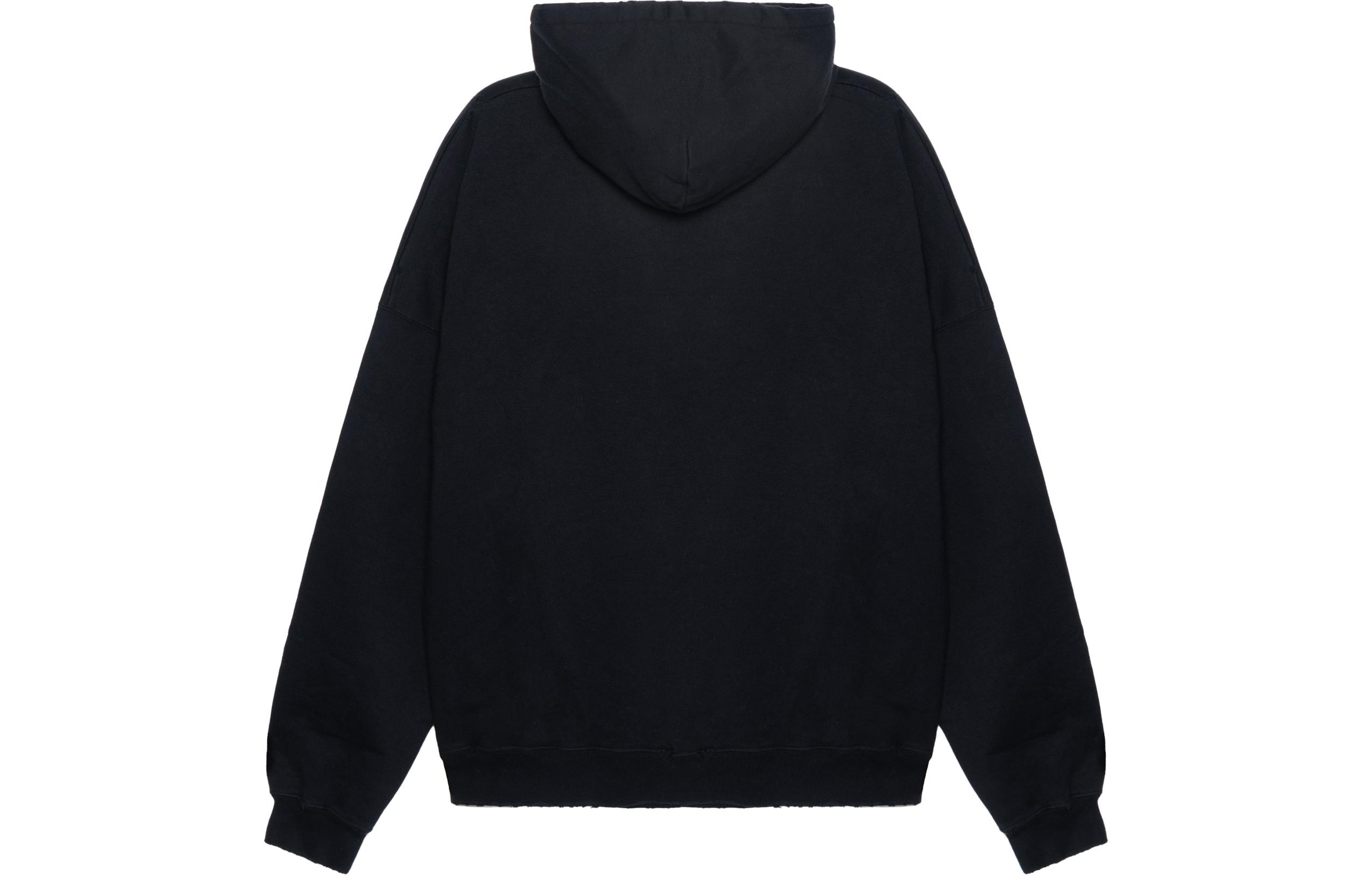 Lookbook 발렌시아가 FW22 오버사이즈 핸드라이터 로고 블랙 후드 캐주얼웨어. 674986TMVB51070