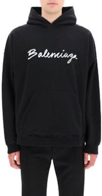 발렌시아가 FW22 오버사이즈 핸드라이터 로고 블랙 후드 캐주얼웨어. 674986TMVB51070 Shop 발렌시아가 FW22 오버사이즈 핸드라이터 로고 블랙 후드 캐주얼웨어. 674986TMVB51070