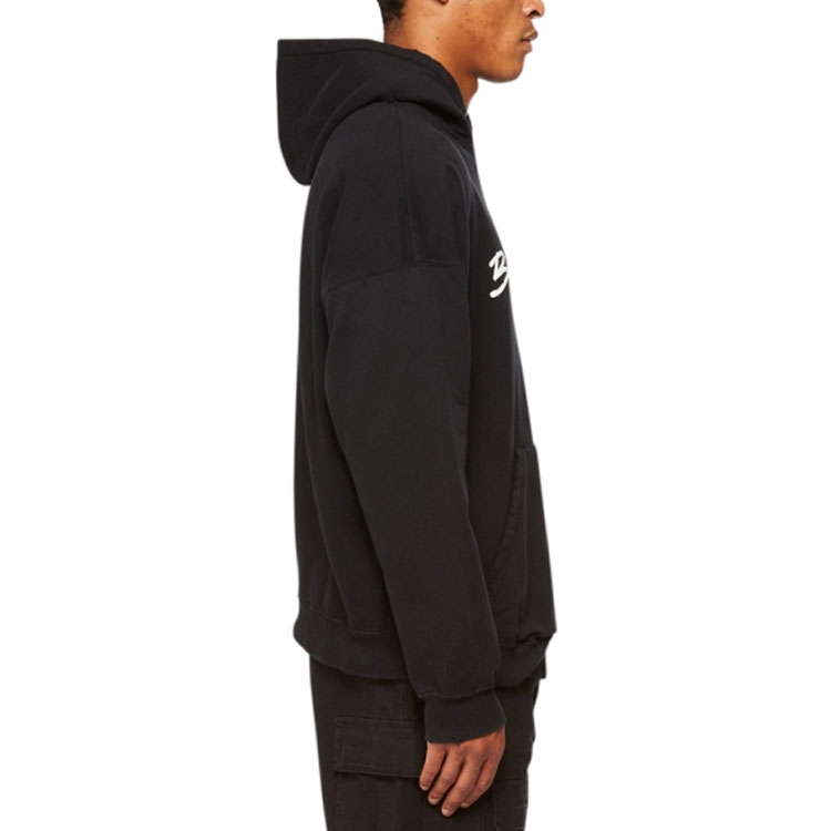 Details for 발렌시아가 FW22 오버사이즈 핸드라이터 로고 블랙 후드 캐주얼웨어. 674986TMVB51070