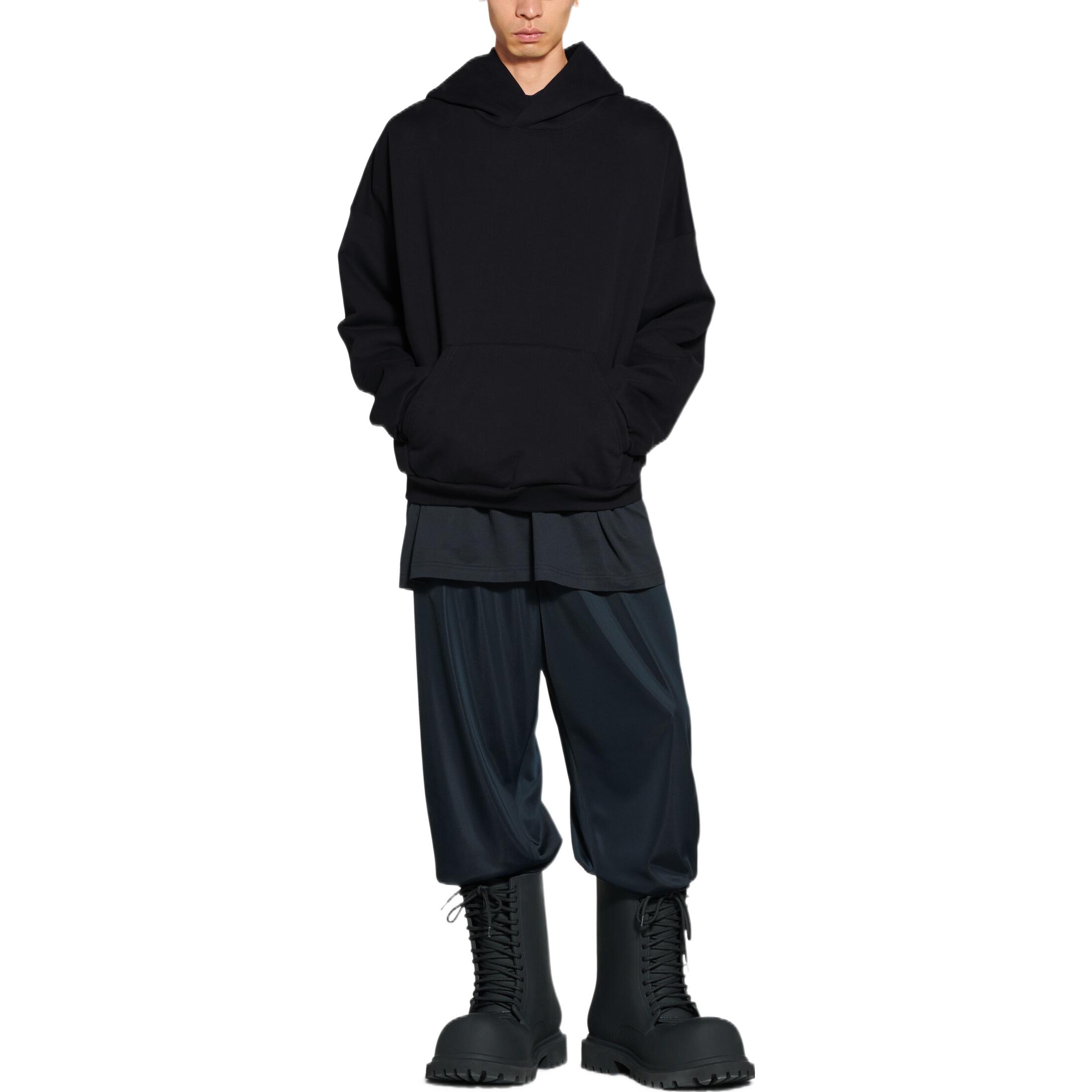 Balenciaga FW22 Oversized Hoodie Solid Black Pullover Sweatshirt 725565TNVL41000 圖 4