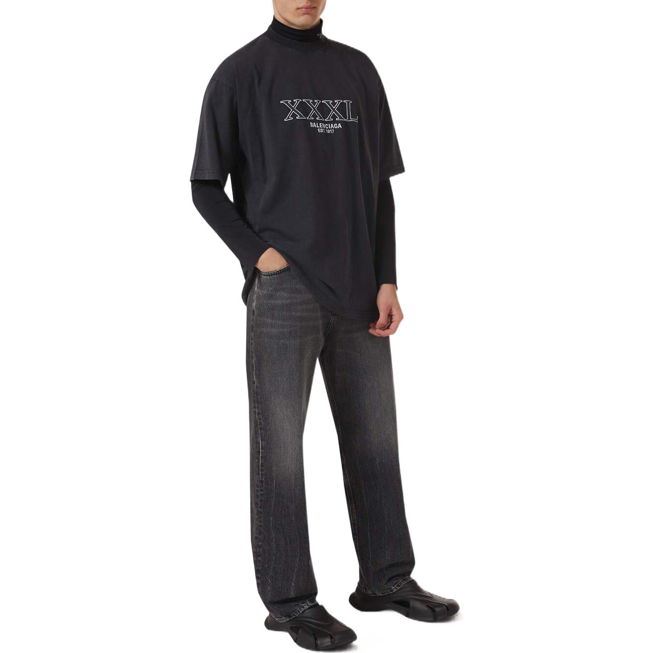 Purchase Balenciaga FW22 寬鬆版Logo印花黑色T恤 XXL 641675TNVD81070