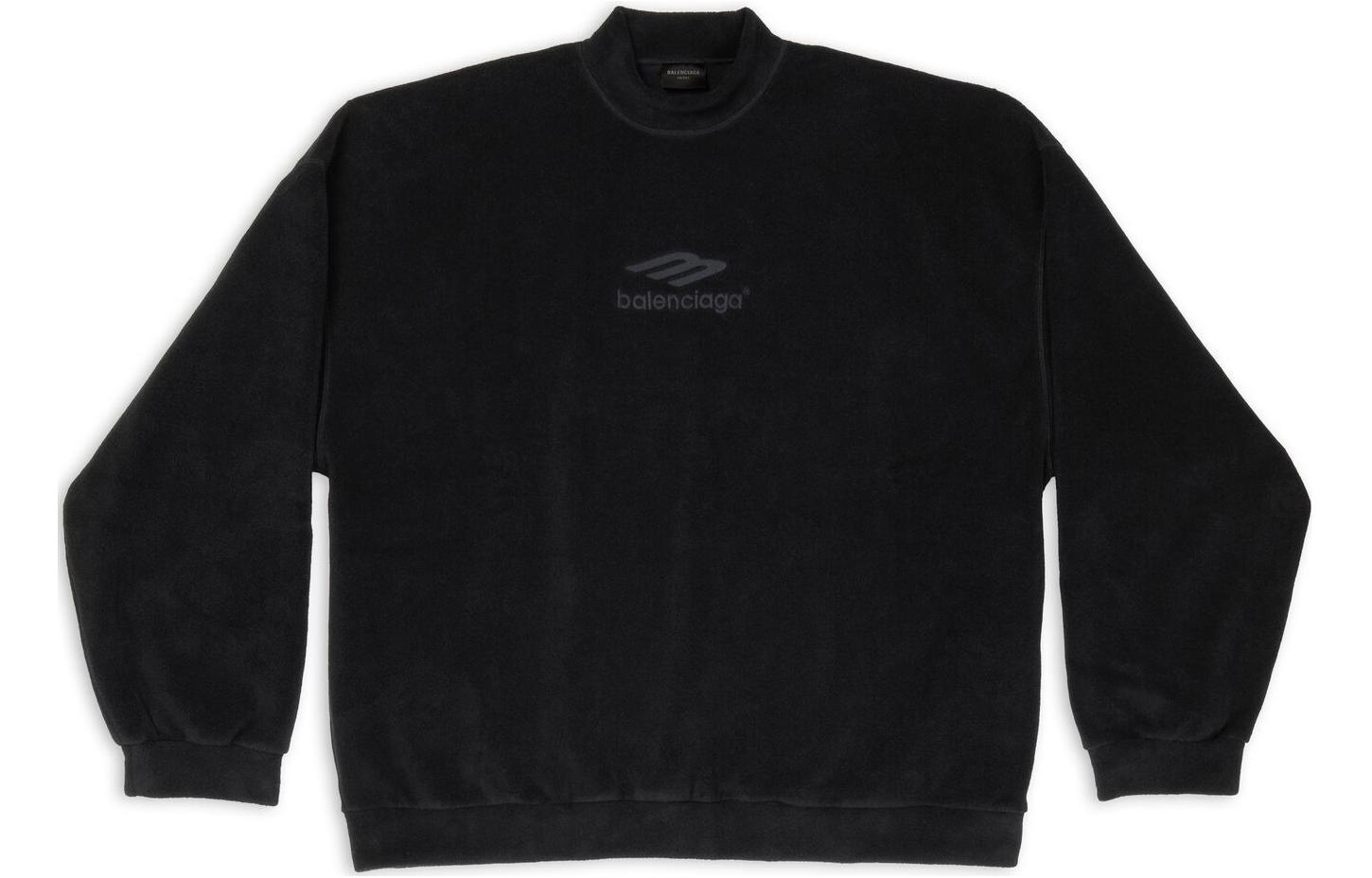 Balenciaga FW22 Oversized Logo Print Pullover Sweatshirt Black . 697975TMVA71069