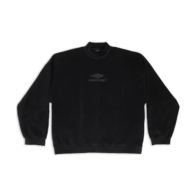Balenciaga FW22 Oversized Logo Print Pullover Sweatshirt Black . 697975TMVA71069