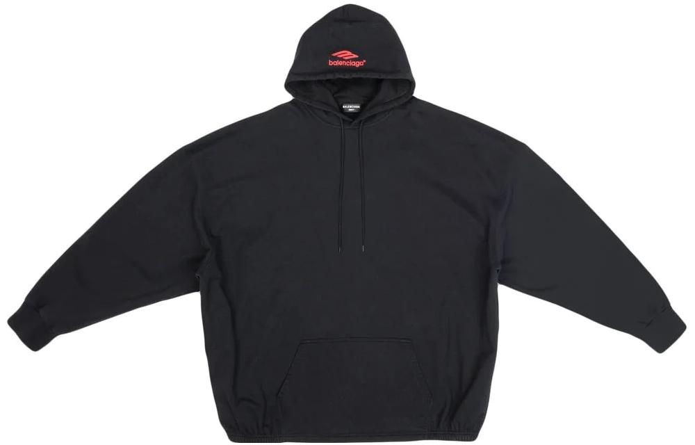 Balenciaga FW22 Oversized Pullover Hoodie Black Mens 697971TMVA61000