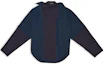 Order Balenciaga FW22 Kemeja Patchwork Vintage Unisex Lengan Panjang Biru Navy 699227TYB181000