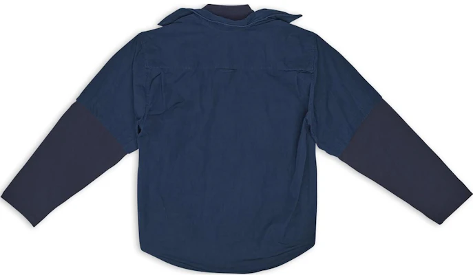 Balenciaga FW22 Kemeja Patchwork Vintage Unisex Lengan Panjang Biru Navy 699227TYB181000 Lookbook Balenciaga FW22 Kemeja Patchwork Vintage Unisex Lengan Panjang Biru Navy 699227TYB181000