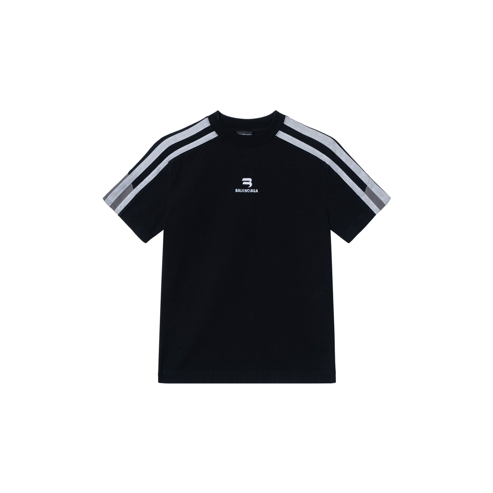 Balenciaga FW22 Printed Striped Crewneck T-Shirt Men’s Black 704070TMVG43869