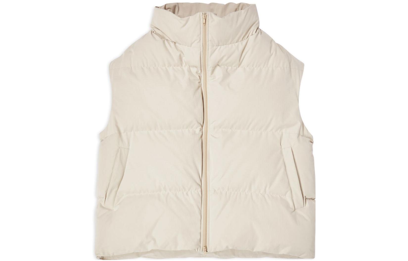 Balenciaga FW22 Quilted Oversized Vest Beige Unisex Stand Collar. 720167TNO259710