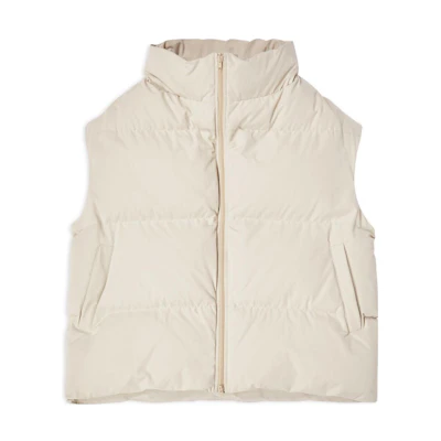 Balenciaga FW22 Quilted Oversized Vest Beige Unisex Stand Collar. 720167TNO259710