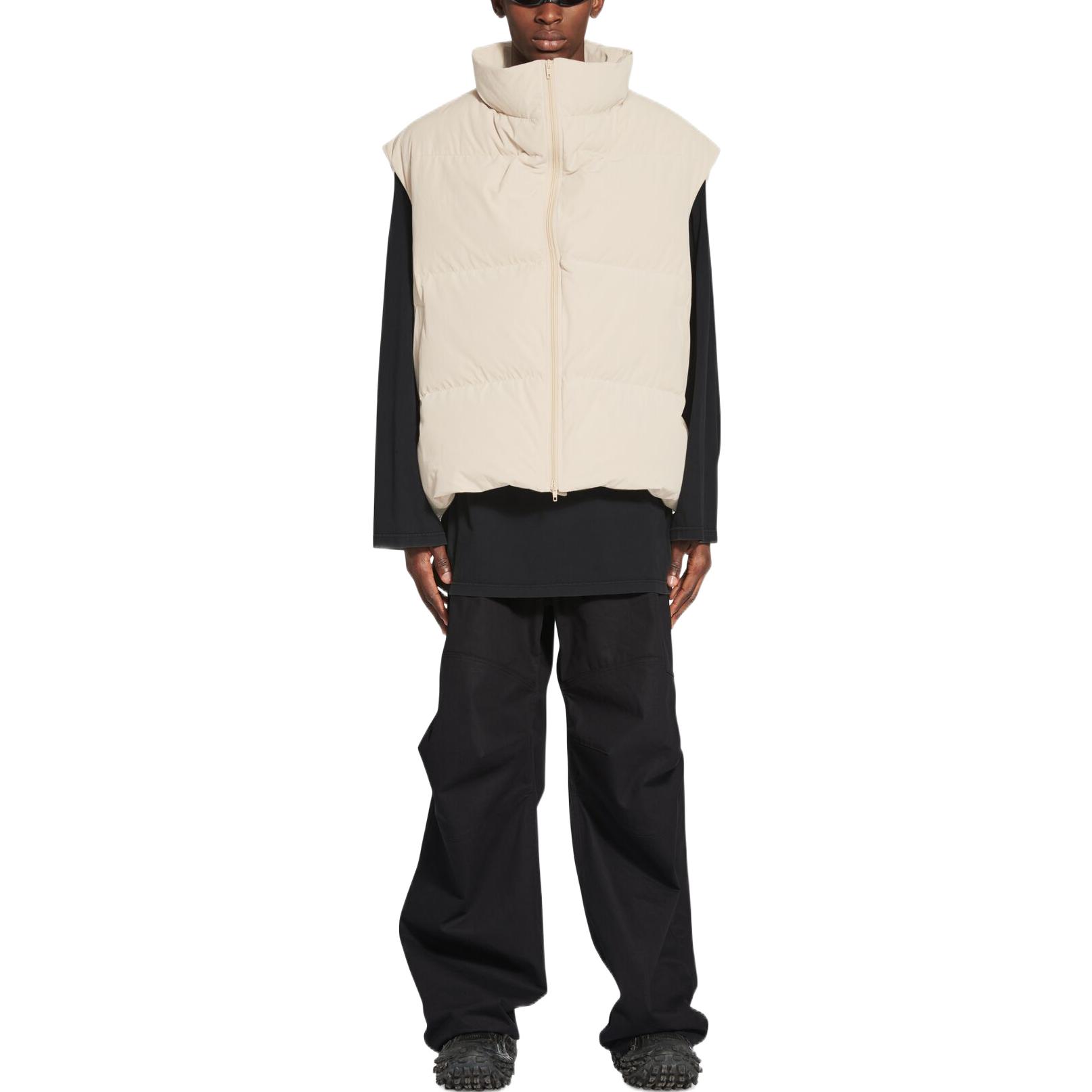 Balenciaga FW22 Quilted Oversized Vest Beige Unisex Stand Collar. 720167TNO259710 圖 4