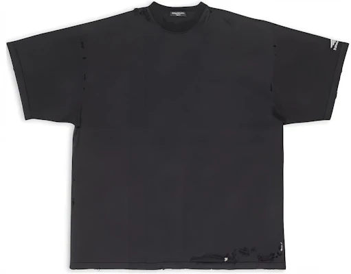 巴黎世家 FW22 修补做旧宽松版型男女同款黑色T恤. 704056TMVA59034 Buy 巴黎世家 FW22 修补做旧宽松版型男女同款黑色T恤. 704056TMVA59034