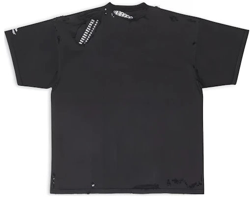 巴黎世家 FW22 修补做旧宽松版型男女同款黑色T恤. 704056TMVA59034 Lookbook 巴黎世家 FW22 修补做旧宽松版型男女同款黑色T恤. 704056TMVA59034