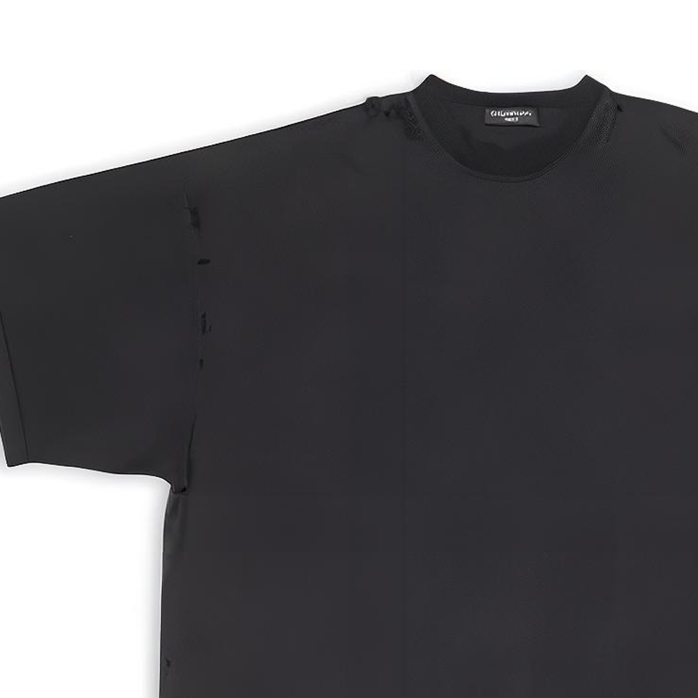 Details for 巴黎世家 FW22 修补做旧宽松版型男女同款黑色T恤. 704056TMVA59034