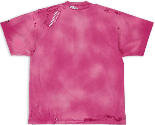 巴黎世家FW22修补Logo做旧宽松版粉色男女同款T恤。 704056TMVA50556 Lookbook 巴黎世家FW22修补Logo做旧宽松版粉色男女同款T恤。 704056TMVA50556