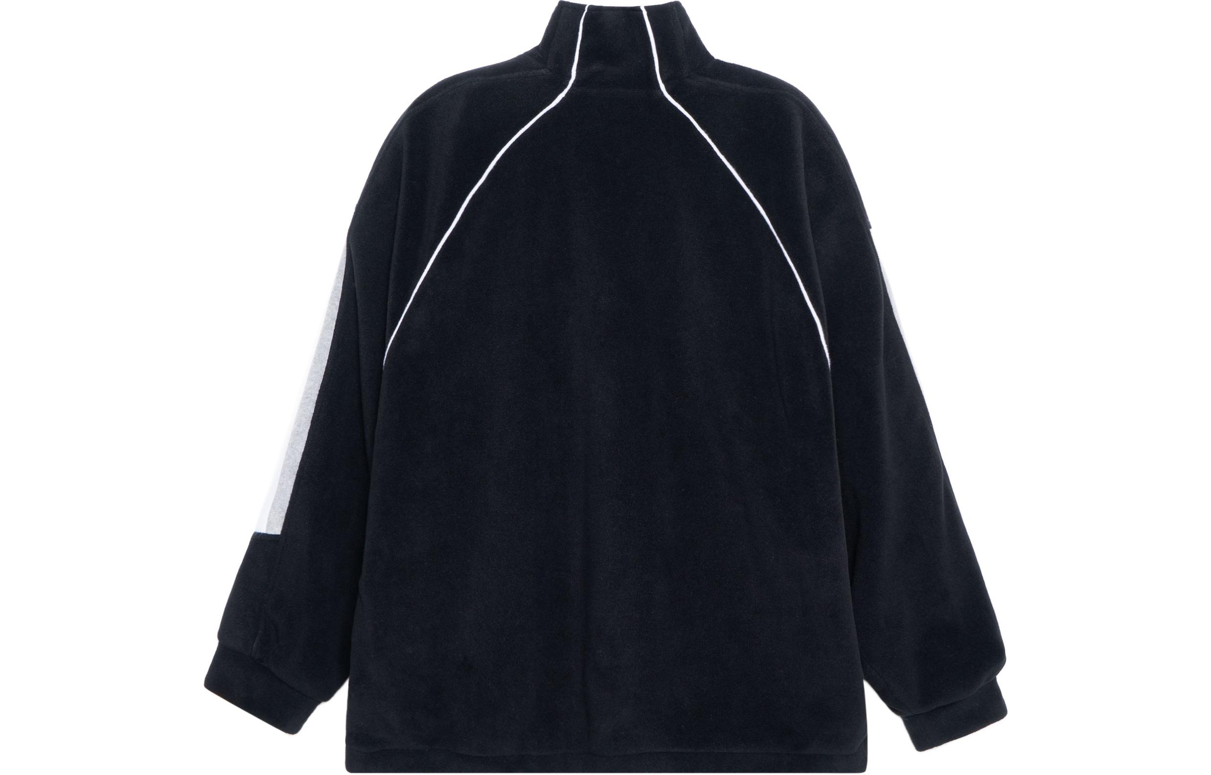 Lookbook Balenciaga FW22 Jaket Track Logo Retro Garis Pria Hitam 704063TMVC73869