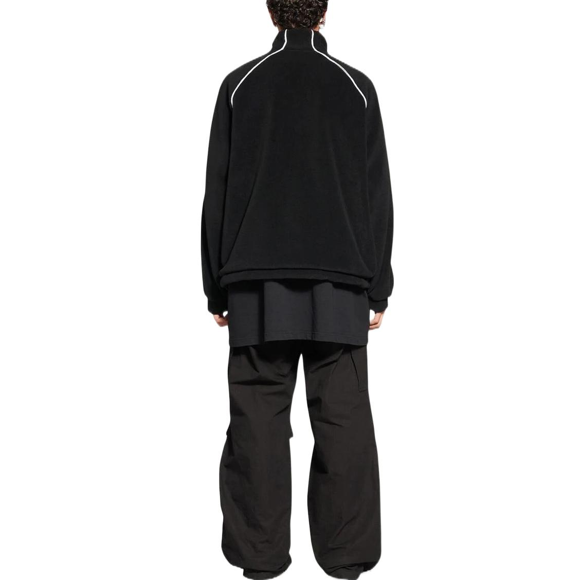 Purchase Balenciaga FW22 Jaket Track Logo Retro Garis Pria Hitam 704063TMVC73869