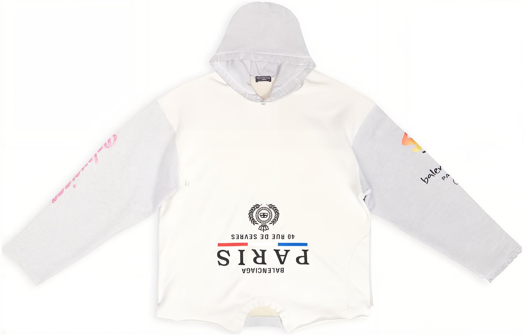 Balenciaga FW22 Reverse Letter Print Hoodie  Loose Fit White 698156TMVD19000