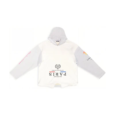 Balenciaga FW22 Reverse Letter Print Hoodie Loose Fit White 698156TMVD19000