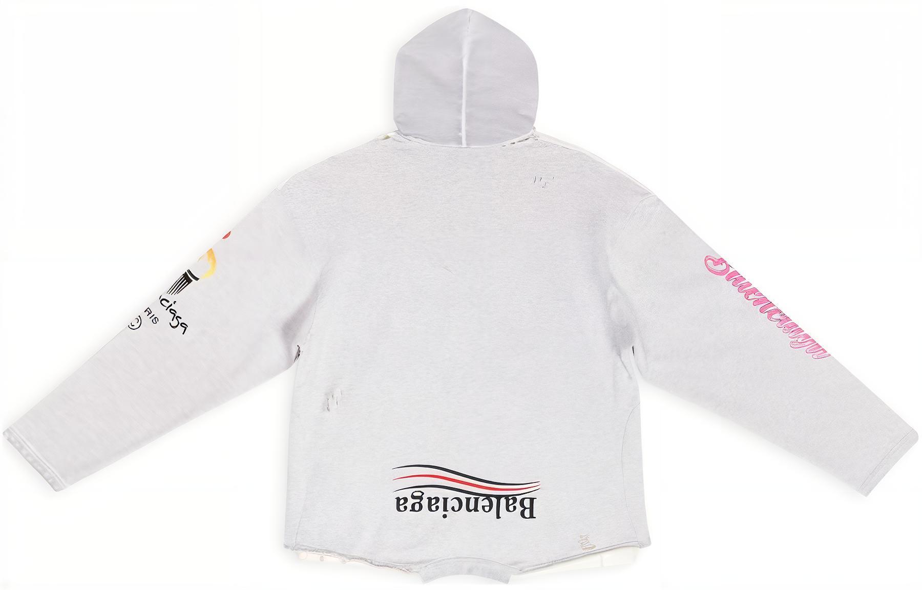 Balenciaga FW22 Reverse Letter Print Hoodie  Loose Fit White 698156TMVD19000 圖 3