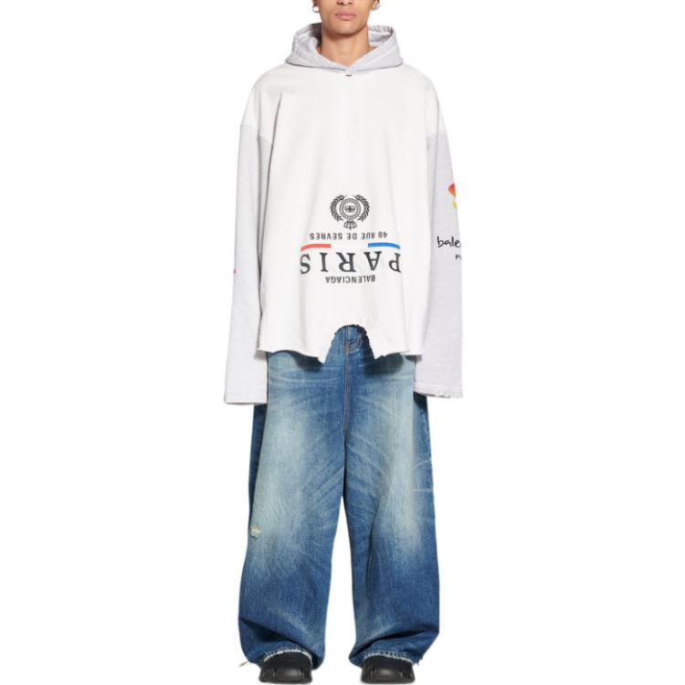 Balenciaga FW22 Reverse Letter Print Hoodie  Loose Fit White 698156TMVD19000 圖 4
