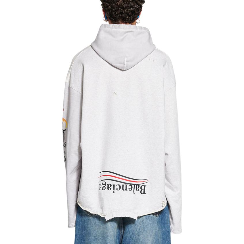 Balenciaga FW22 Reverse Letter Print Hoodie  Loose Fit White 698156TMVD19000 圖 5