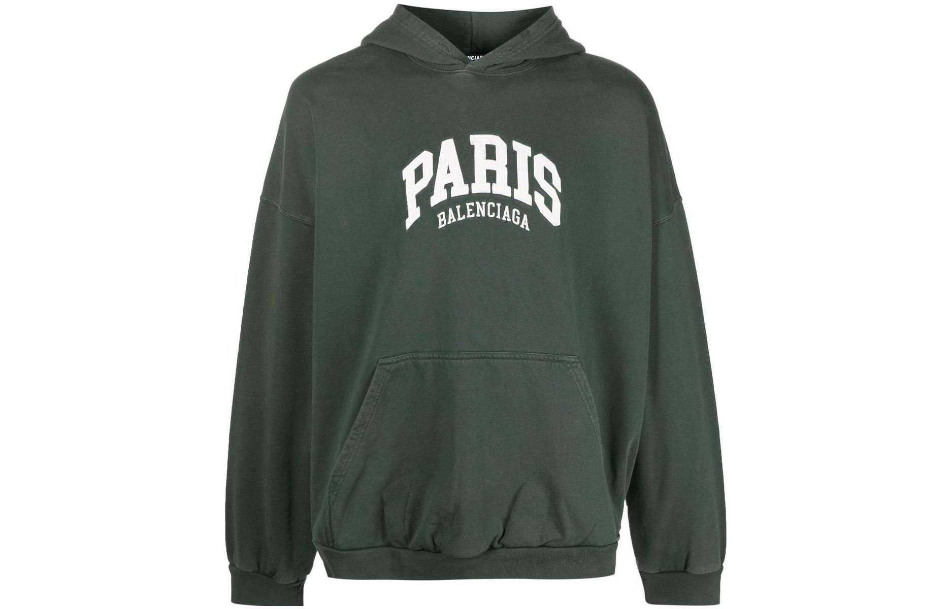 Order Balenciaga FW22 Solid Logo Print Green Hoodie Regular Fit  Pullover. 674986TLVL83011