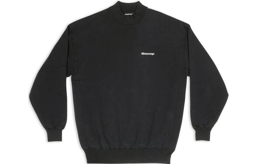 Balenciaga FW22 Solid Logo Print Pullover Hoodie Black 652981TJV851070