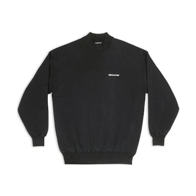 Balenciaga FW22 Solid Logo Print Pullover Hoodie Black 652981TJV851070